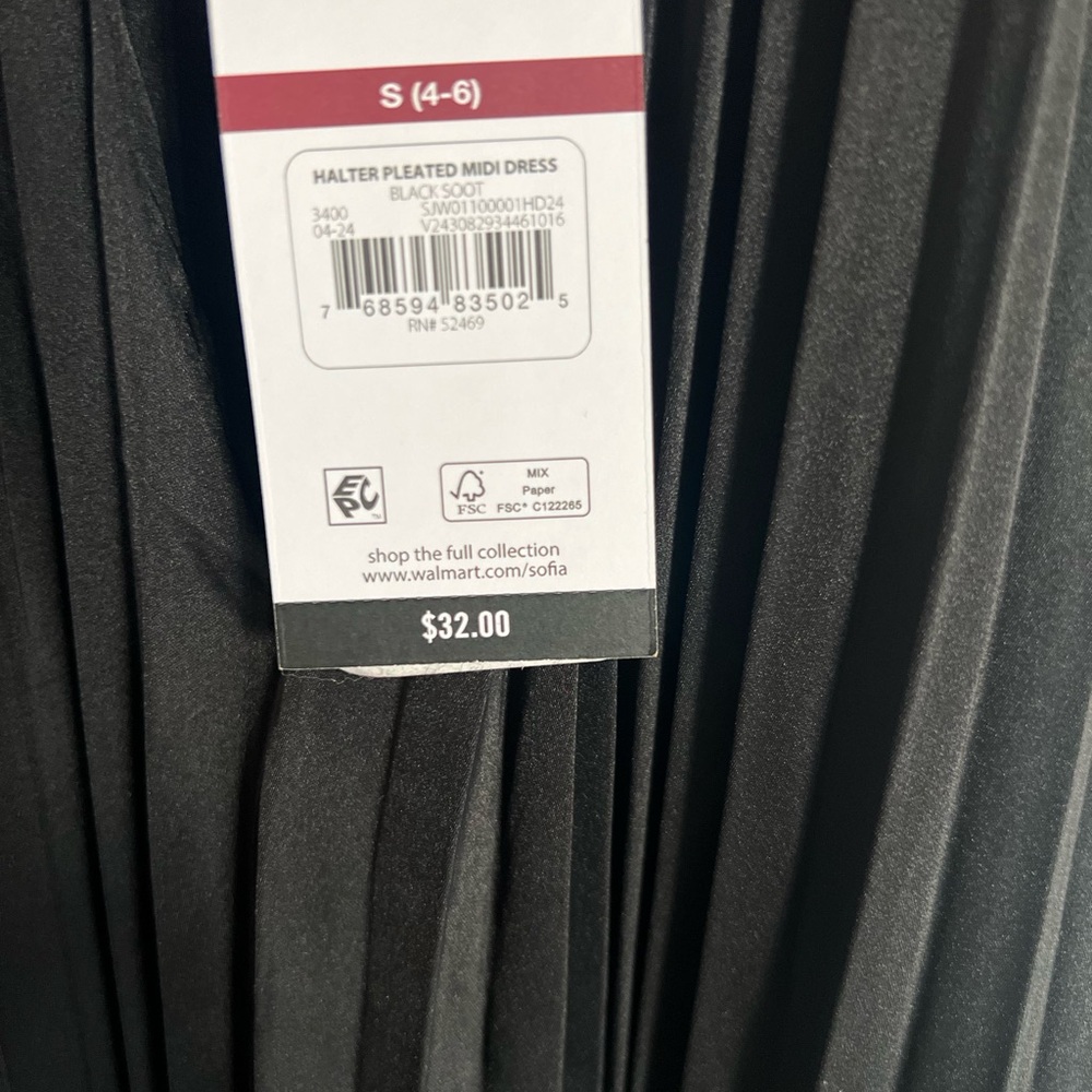8) Sofia Vergara  Women's Pleated Halter Midi Dress, Mid Calf Length, NWT small - Picture 7 of 9